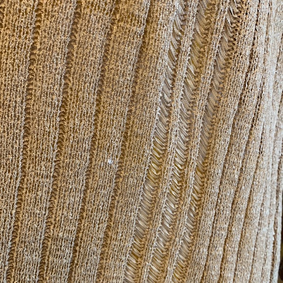 ❗️3/$23 Earthbound Tan Crochet Knit Lace Sheer Boho Natural Laganlook Sweater - Picture 2 of 5